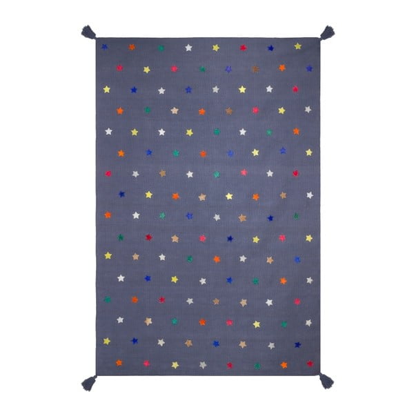 Ručne tkaný modrý koberec Art For Kids Stars, 140 × 200 cm