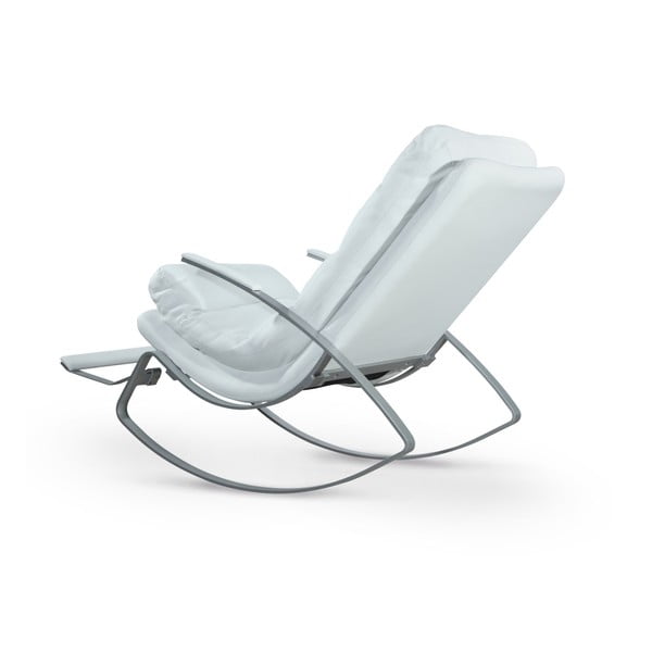 Biele koženkové hojdacie kreslo Garageeight Rockport-image-3