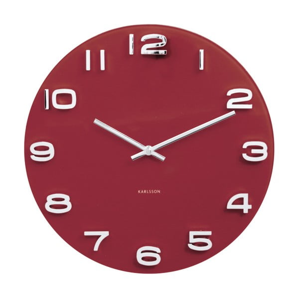 Červené hodiny Karlsson Vintage, Ø 35 cm