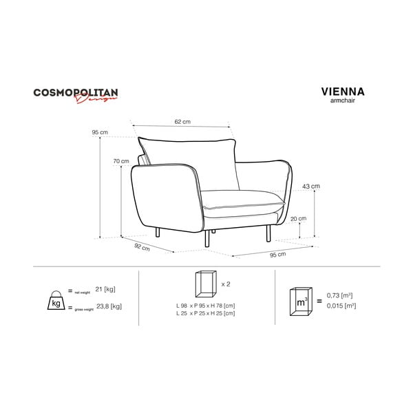 Svetlosivé kreslo Cosmopolitan Design Vienna-image-3