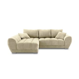 Béžová rozkladacia rohová pohovka so zamatovým poťahom Windsor & Co Sofas Nuage, ľavý roh