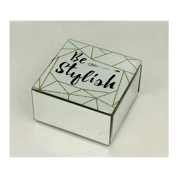 Úložná škatuľka na šperky zo skla a kovu Duo Gift Be Stylish, 12 × 12 cm