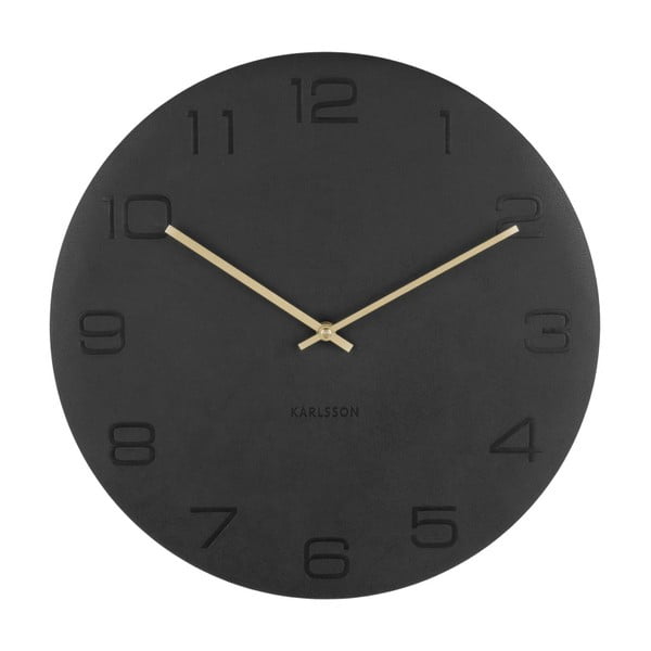 Čierne nástenné hodiny Karlsson Vigorous, Ø 40 cm