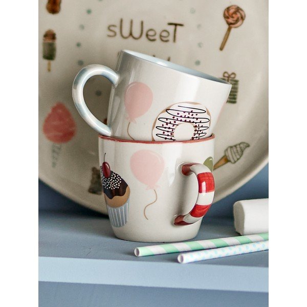 Krémovobiele kameninové detské hrnčeky v súprave 2 ks 200 ml Darby – Bloomingville Mini-image-1