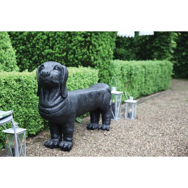 Čierna záhradná lavica Dachshund – Esschert Design-image-1