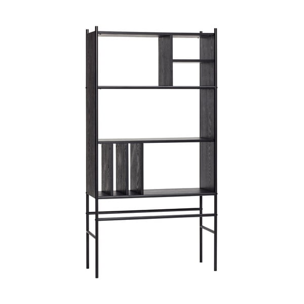 Čierna knižnica z jaseňového dreva Hübsch Divide, 79 x 160 cm