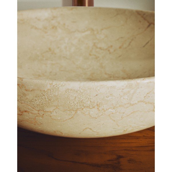 Béžové kamenné okrúhle umývadlo ø 40 cm Darnen – Kave Home-image-2