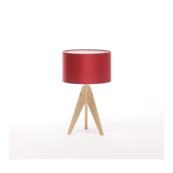 Červená stolová lampa Artist, breza, Ø 25 cm