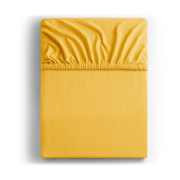 Žltá džersejová plachta DecoKing Amber Collection,180/200 x 200 cm