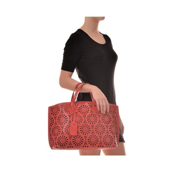 Červená kožená kabelka Mangotti Bags Lulia-image-3