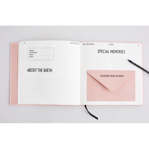 Ružová detská spomienková knižka Design Letters Baby's First Book-image-1
