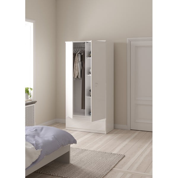 Biela šatníková skriňa 99x201 cm Naia - Tvilum-image-2