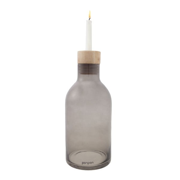 Váza/svietnik Bottle 25,5 cm, sivá