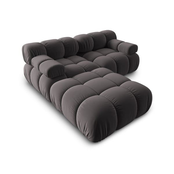 Tmavosivá zamatová rohová pohovka Bellis – Micadoni Home-image-4