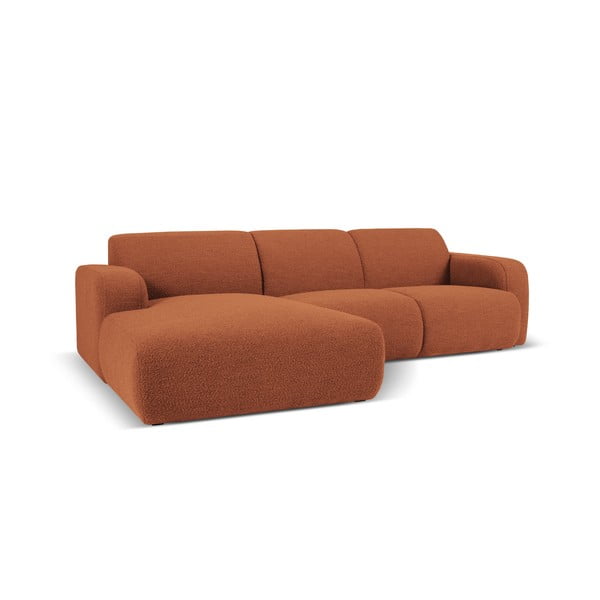 Hnedá rohová pohovka z textílie bouclé (ľavý roh) Molino – Micadoni Home-image-2