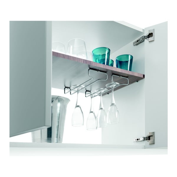 Nástenné oceľové držiaky na poháre na víno v súprave 2 ks v striebornej farbe Rail – Metaltex-image-3