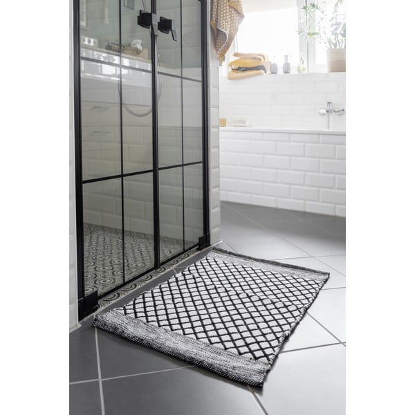 Čiern-obiela kúpeľňová predložka z recyklovaného plastu 50x80 cm Tara – Wenko-image-1