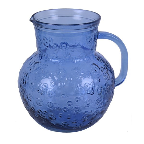 Modrý sklenený džbán Ego Dekor Flora, 2,3 litra