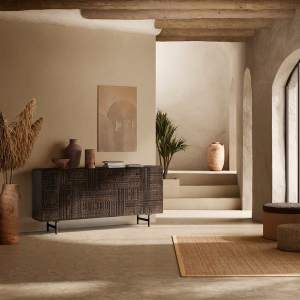 Tmavohnedá komoda z mangového dreva 160x75x40 cm Kalai – MOME-image-1