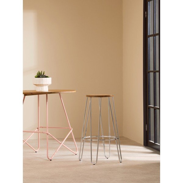 Barová stolička z brestového dreva v striebornej farbe/v prírodnej farbe (výška sedadla 75 cm) District – Premier Housewares-image-1