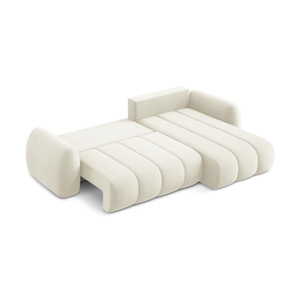 Béžová rozkladacia/s úložným priestorom rohová pohovka z textílie buklé (pravý roh/s leňoškou) Pele – Makamii-image-4