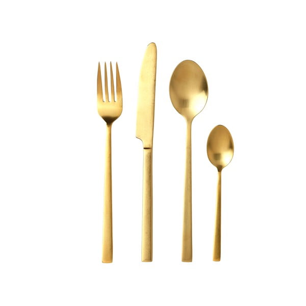 Oceľový príbor v mosadznej farbe 16 ks Brass – Bitz