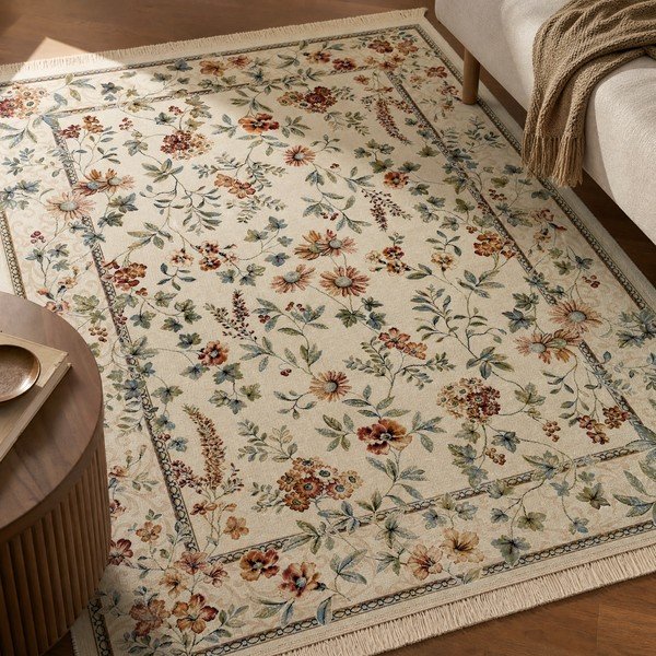 Krémový koberec z viskózy 160x230 cm Oriental Flowers – Nouristan-image-1