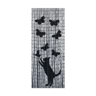 Čierno-sivý bambusový záves do dverí 200x90 cm Cat and Butterfly - Maximex