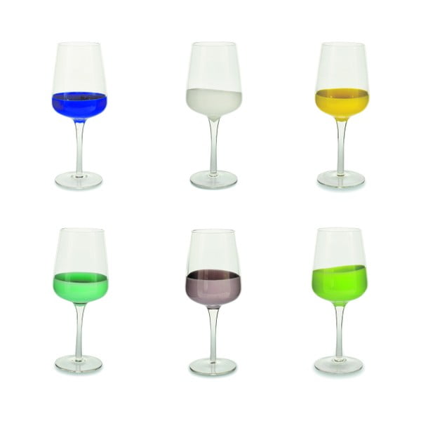 Sada 6 farebných pohárov na víno Villa d'Este Miami Marrakesh, 430 ml