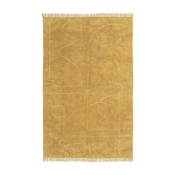Oranžový ručne tkaný bavlnený koberec Westwing Collection Lines, 200 x 300 cm
