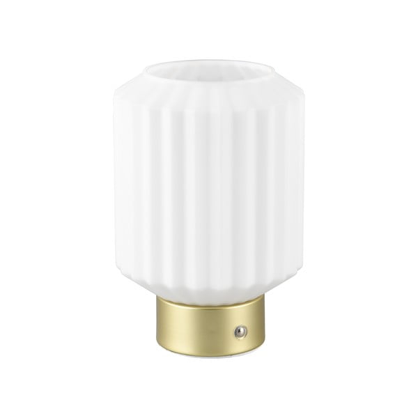 Stmievateľná LED stolová lampa v bielej a zlatej farbe so skleneným tienidlom (výška 19,5 cm) Lord – Trio
