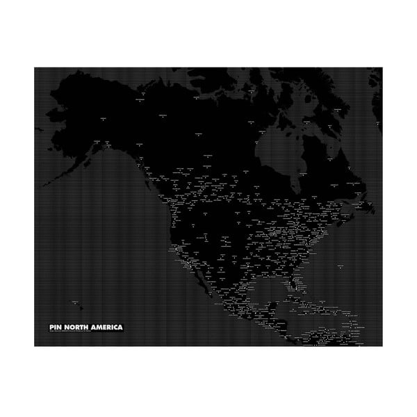 Čierna nástenná mapa Palomar Pin Country Severní Amerika