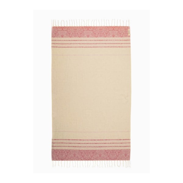 Ružovobiela hammam osuška z bavlnených a bambusových vlákien Begonville Fancy, 180 × 95 cm