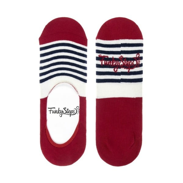 Červené nízke ponožky Funky Steps Stripes, veľkosť 39 - 45