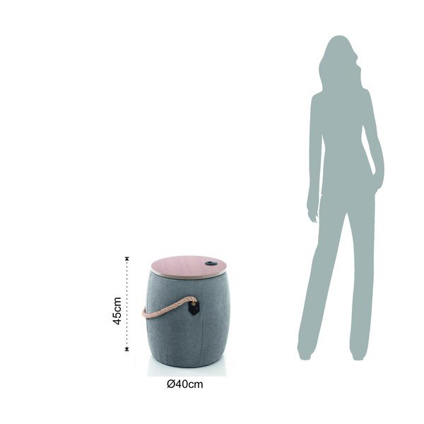 Sivý puf s úložným priestorom Tomasucci Barril, ø 40 cm-image-4