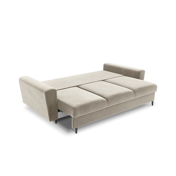 Béžová zamatová rozkladacia/s úložným priestorom pohovka 235 cm Kyoto – Cosmopolitan Design-image-2