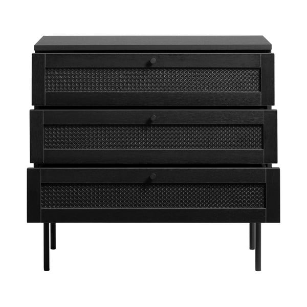 Čierna nízka komoda v dekore duba 80x75 cm Pensacola – Unique Furniture-image-4