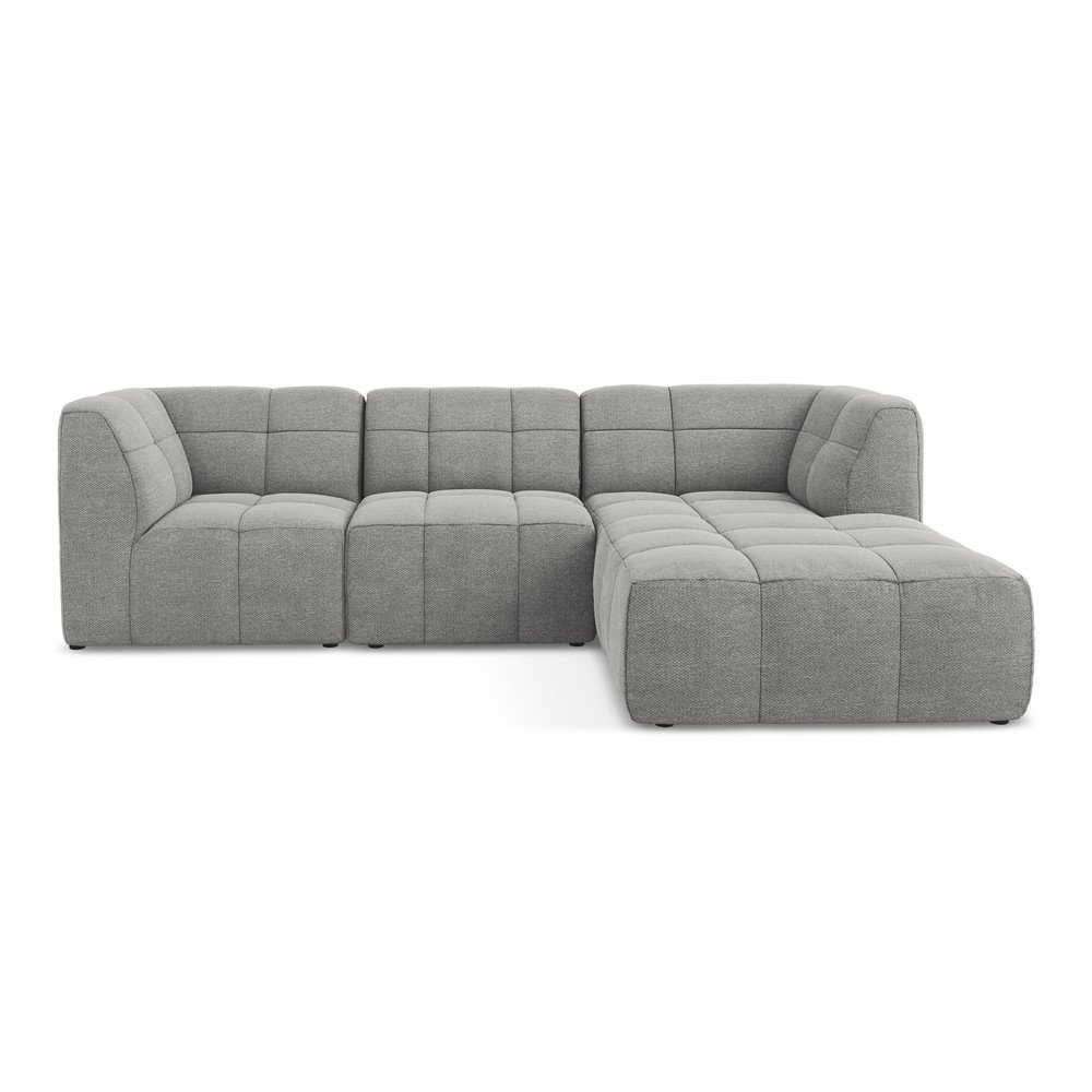 Sivá rohová pohovka z textílie buklé (pravý roh/s leňoškou) Aloha – Makamii