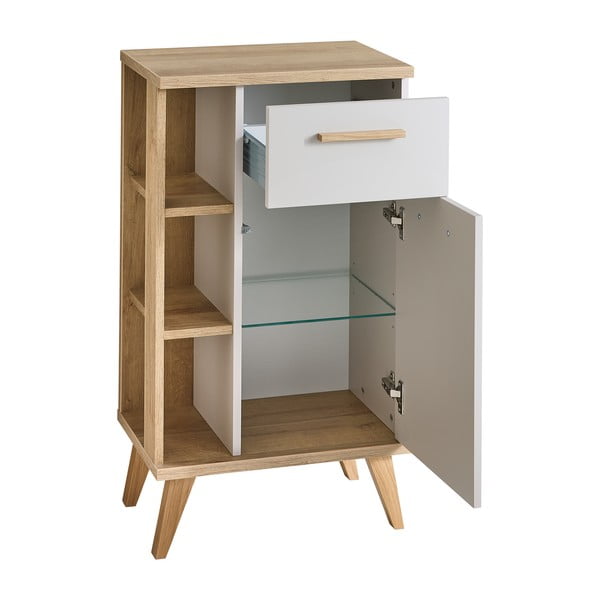 Krémová/v prírodnej farbe nízka kúpeľňová skrinka v dekore duba 50,5x89,5 cm Quickset 966 – Pelipal-image-2