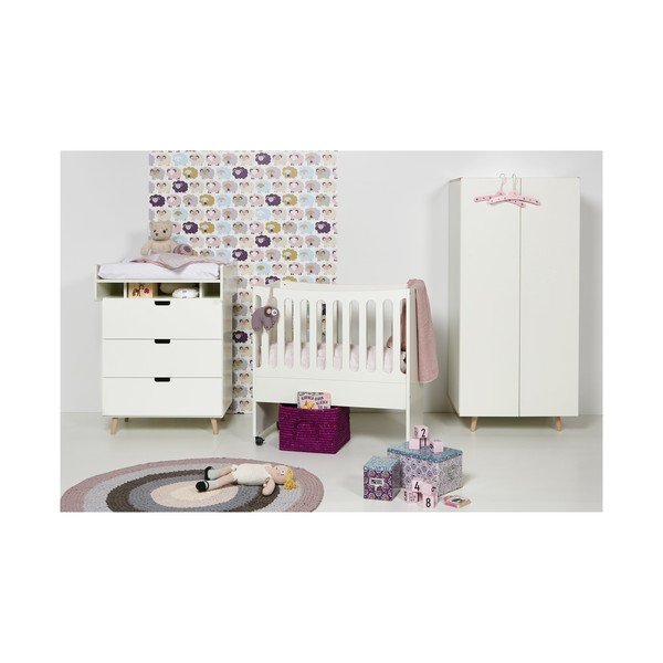 Biela detská postieľka na kolieskach s odnímateľnou postrannou peľasťou Manis-h, 89 x 44 cm-image-4