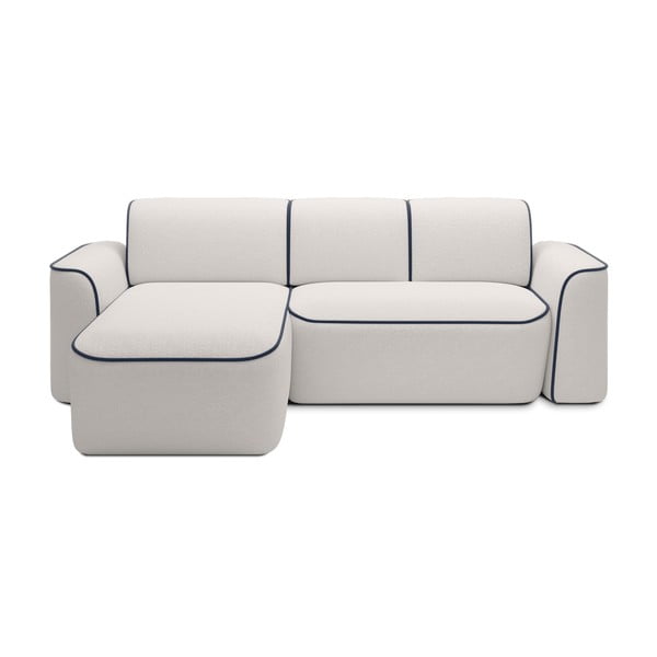 Modrá/krémovobiela rohová pohovka z textílie buklé (ľavý roh/s leňoškou) Ume – ELTAP