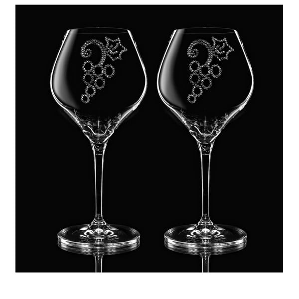 Sada 2 pohárov na víno Grapes so Swarovski Elements v luxusnom balení
