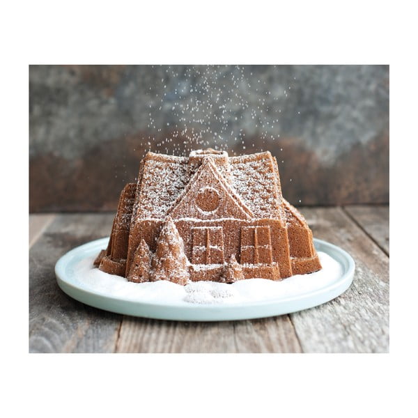 Forma na bábovku v striebornej farbe Nordic Ware Gingerbread House, 2,1 l-image-2
