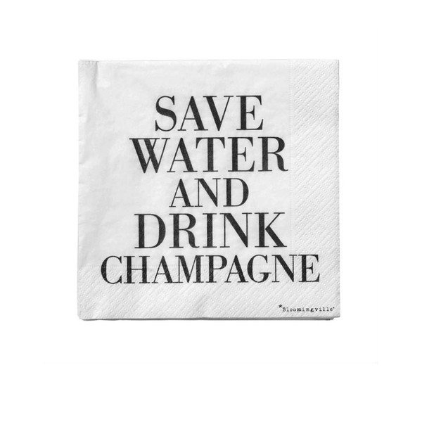 Sada 20 papierových obrúskov Bloomingville Save Water, 25 × 25 cm