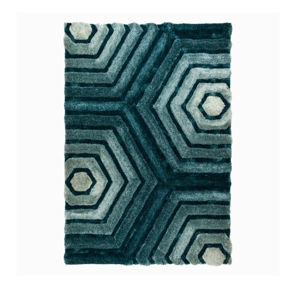 Modrozelený koberec Flair Rugs Hexagon Duck, 80 × 150 cm
