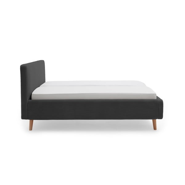 Antracitová čalúnená dvojlôžková posteľ bez roštu 160x200 cm Mattis Cord – Meise Möbel-image-3