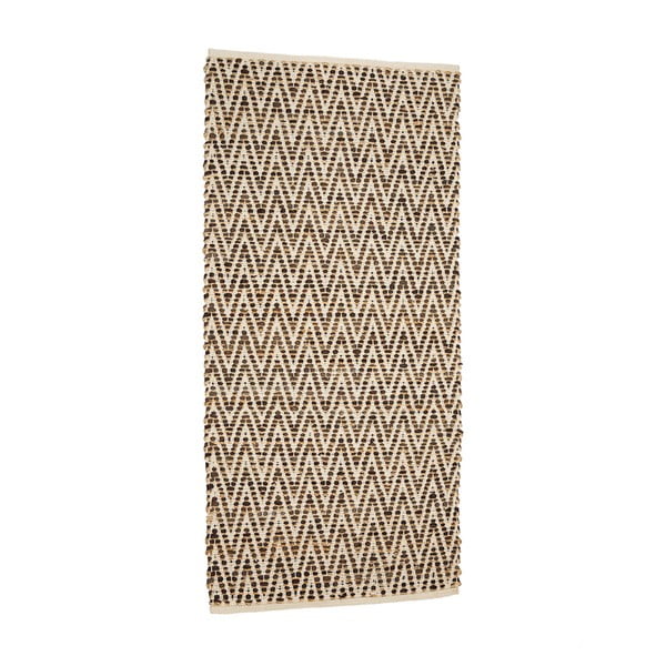 Hnedý koberec z juty a kože Simla, 90 × 60 cm