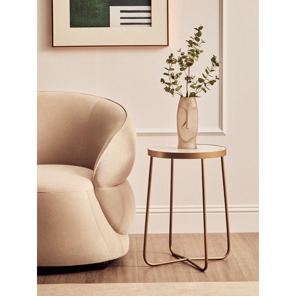 Okrúhly odkladací stolík s mramorovou doskou ø 36 cm Shalimar – Premier Housewares-image-1