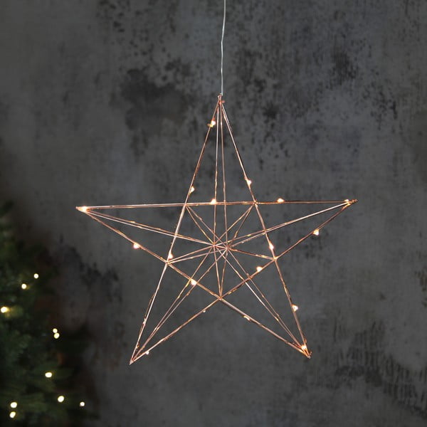 Medená svietiaca LED dekorácia Star Trading Line, výška 38 cm