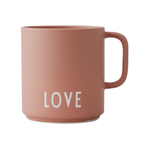 Ružový porcelánový hrnček Design Letters Love